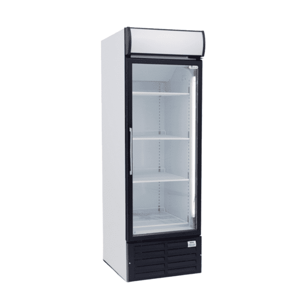 Omega Beverage swing Door Display Cooler - with lit up header (530L)